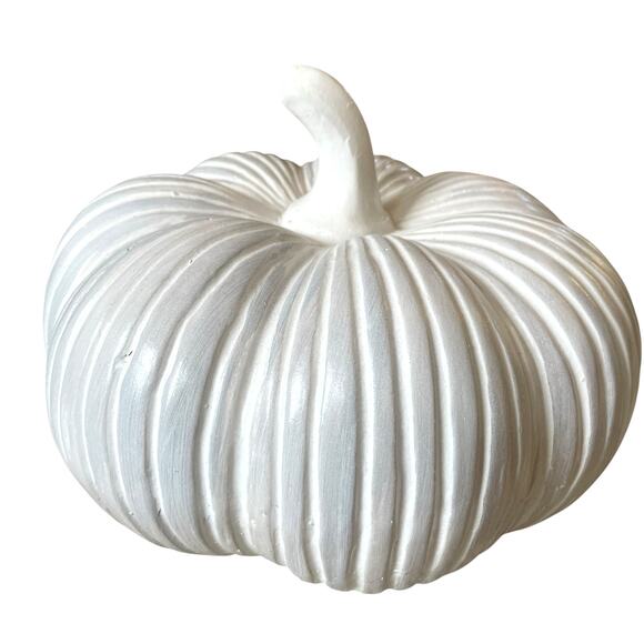 Large White Clay Pumpkin 13x10 Made in India New - Picture 15 of 15